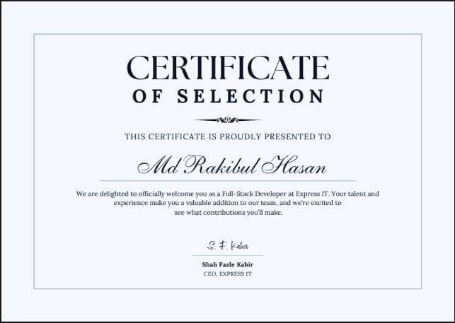 Certificate of Selection